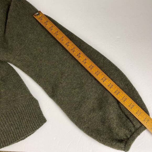 Madewell Wool Alpaca Sweater Relaxed Crewneck Green Balloon Sleeves Cozy Womens - Picture 10 of 10
